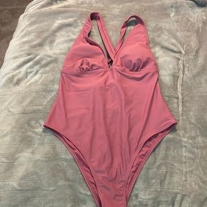 Cupshe Dusty Rose One-Piece Swimsuit with V-Neck